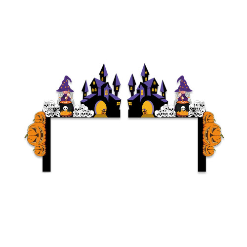 Halloween deurkozijnversiering van houten pompoenschedel