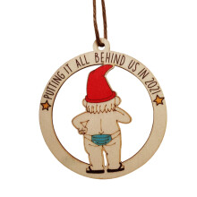 Set di ornamenti natalizi in legno per albero di Natale con decorazioni da appendere.