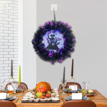 Ghirlanda di zucche di Halloween, decorazione luminosa per la porta d'ingresso