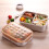 Flekkbestandig bentoboks med gafler, 3 rom 4