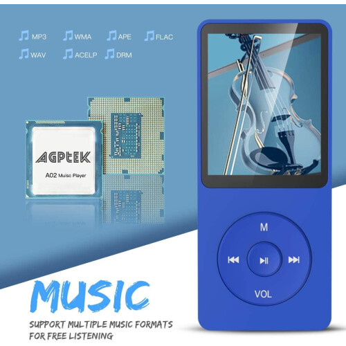 A02MP3-afspiller 8GB 70H afspilning mørkeblå 2