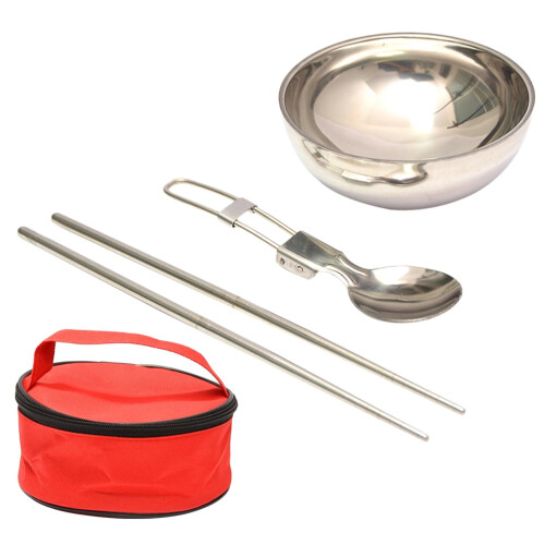 Reisebesteck-Set, tragbare faltbare Schüssel, Löffel, Essstäbchen 1