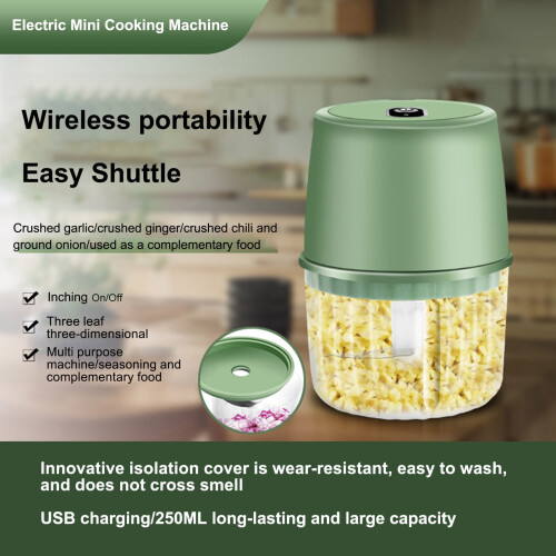 Elektrisk mini-mathackare 250 ml USB-laddningsbar 2