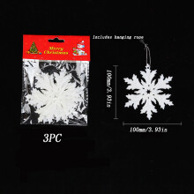Snowflake Christmas Tree Ornaments Plastic Glitter White 12