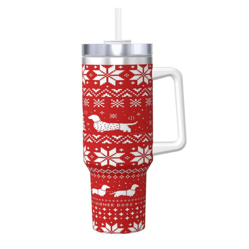 Gobelet isotherme 40 oz avec motif de pull de Noël teckel