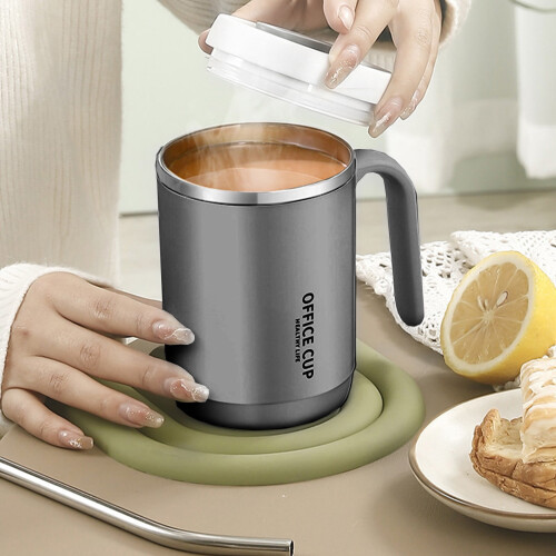 Kaffemugg i rostfritt stål med lock 355 ml