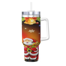 Nerezový hrnek o objemu 40 oz s rukojetí a brčkem