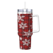 Gobelet isotherme en acier inoxydable à motif de Noël, 1,2 L (40 oz), avec poignée