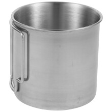 Rostfritt stål utomhuscampingmugg med vikbart handtag