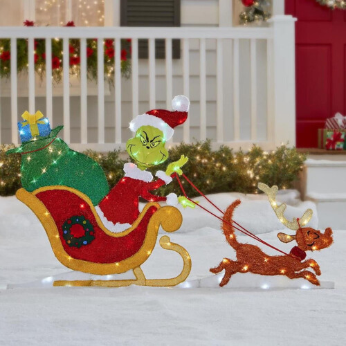 Grinch udvari tábla karóval karácsonyi dekorációhoz