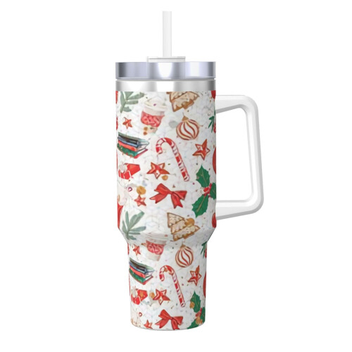 Copo térmico personalizado de aço inoxidável de 40 oz com alça e