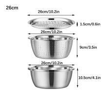 Stainless Steel 3-in-1 Colander with Grater and Strainer