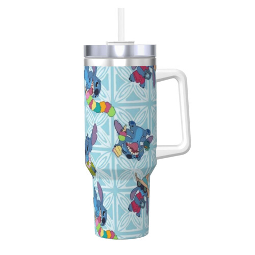 Ποτήρι από ανοξείδωτο ατσάλι Stitch40oz με λαβή και καλαμάκι