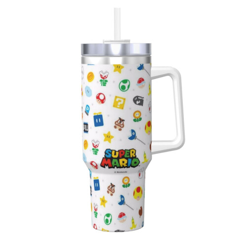 Ποτήρι Mario από ανοξείδωτο ατσάλι 40oz με λαβή και καλαμάκι