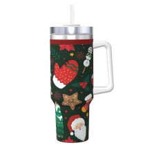 40oz Stainless Steel Tumbler with Handle and Straw