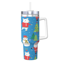 40oz Stainless Steel Tumbler with Handle and Straw