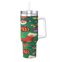 40oz Stainless Steel Tumbler with Handle and Straw