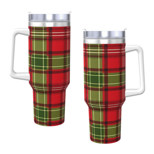 Weihnachtskaro-Trinkbecher, 1,2 l, Edelstahl, mit Henkel 2
