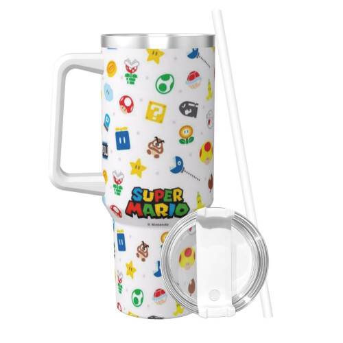 Ποτήρι Mario από ανοξείδωτο ατσάλι 40oz με λαβή και καλαμάκι 1