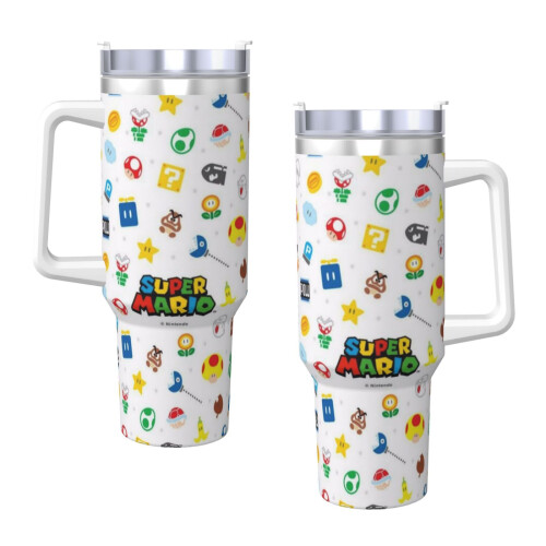 Ποτήρι Mario από ανοξείδωτο ατσάλι 40oz με λαβή και καλαμάκι 2