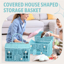 1 Pcs Rattan House Gift Box for Weddings, Birthdays, Bridesmaids, and Vintage Woven Hand Baskets