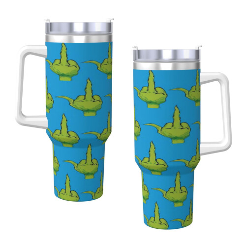 Copo térmico de aço inoxidável de 40 oz com alça e canudo. 2
