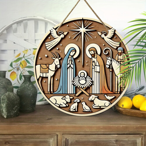Crèche de Noël en bois (1 ensemble) 1