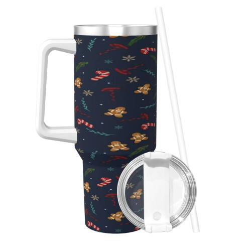 Copo térmico personalizado de aço inoxidável de 40 oz com alça e 1