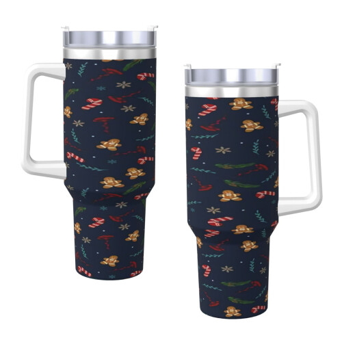Copo térmico personalizado de aço inoxidável de 40 oz com alça e 2