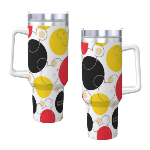 Vaso de acero inoxidable de Mickey Mouse de 40 oz con asa y 2