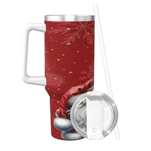 Julemandens glas 40oz rustfrit stål med håndtag og 1