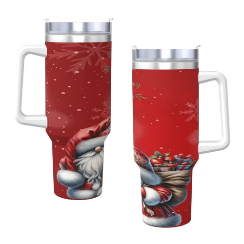 Julemandens glas 40oz rustfrit stål med håndtag og 2