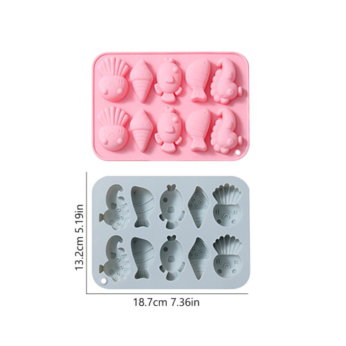 Silicone Ice Cube Tray with Sea Creature Shapes, 12-cavity 2