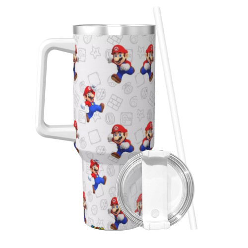 Ποτήρι Mario από ανοξείδωτο ατσάλι 40oz με λαβή και καλαμάκι 1