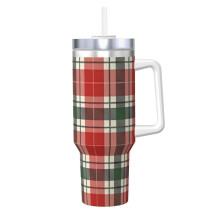 Personalized Christmas Plaid Tumbler 40 oz Stainless Steel