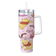 40oz Stainless Steel Tumbler with Handle and Straw