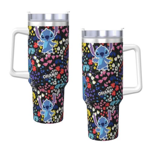 Ποτήρι Stitch 40oz από ανοξείδωτο ατσάλι με λαβή και καλαμάκι 2