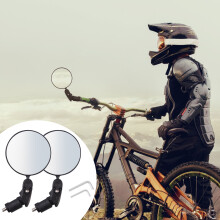 Aluminum Bar End Bike Mirror Adjustable Round HD 1pc