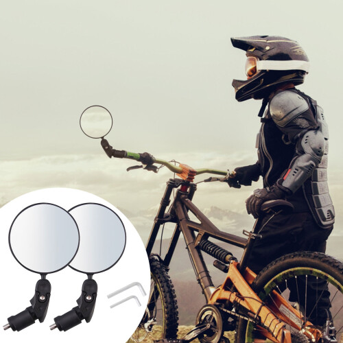 Aluminum Bar End Bike Mirror Adjustable Round HD 1pc
