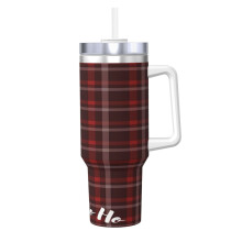 Personalized Christmas Plaid Tumbler 40 oz Stainless Steel