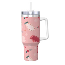 40oz Stainless Steel Tumbler with Handle and Straw
