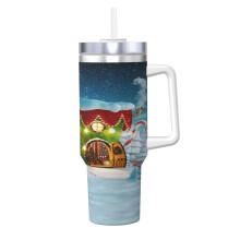 40oz Stainless Steel Tumbler with Handle and Straw