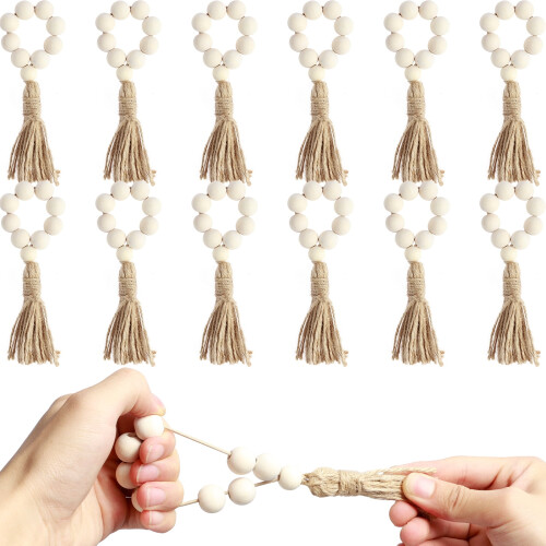 Serviettenringe aus Holzperlen im Boho-Stil, 12 Stück 1