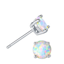 Women's Sterling Silver Opal Stud Earrings 925
