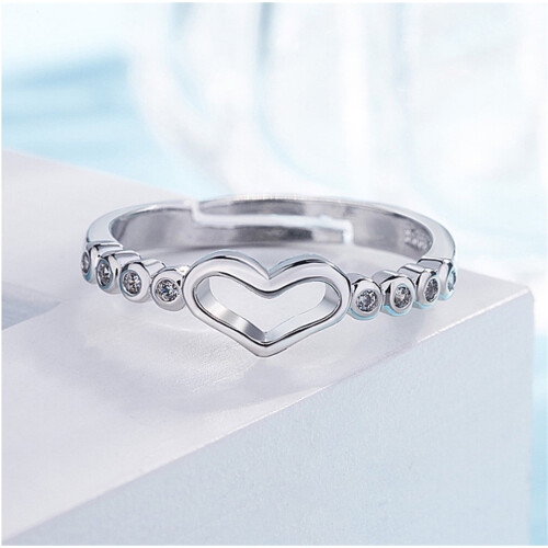Women's 925 Sterling Silver Blue Sapphire Heart Ring 2
