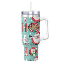 40oz Stainless Steel Tumbler with Handle and Straw