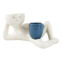 Relaxing Person Holding Pot Planter with Drainage Hole Body Vase Decor Succulents Pot for Succulents Cactus