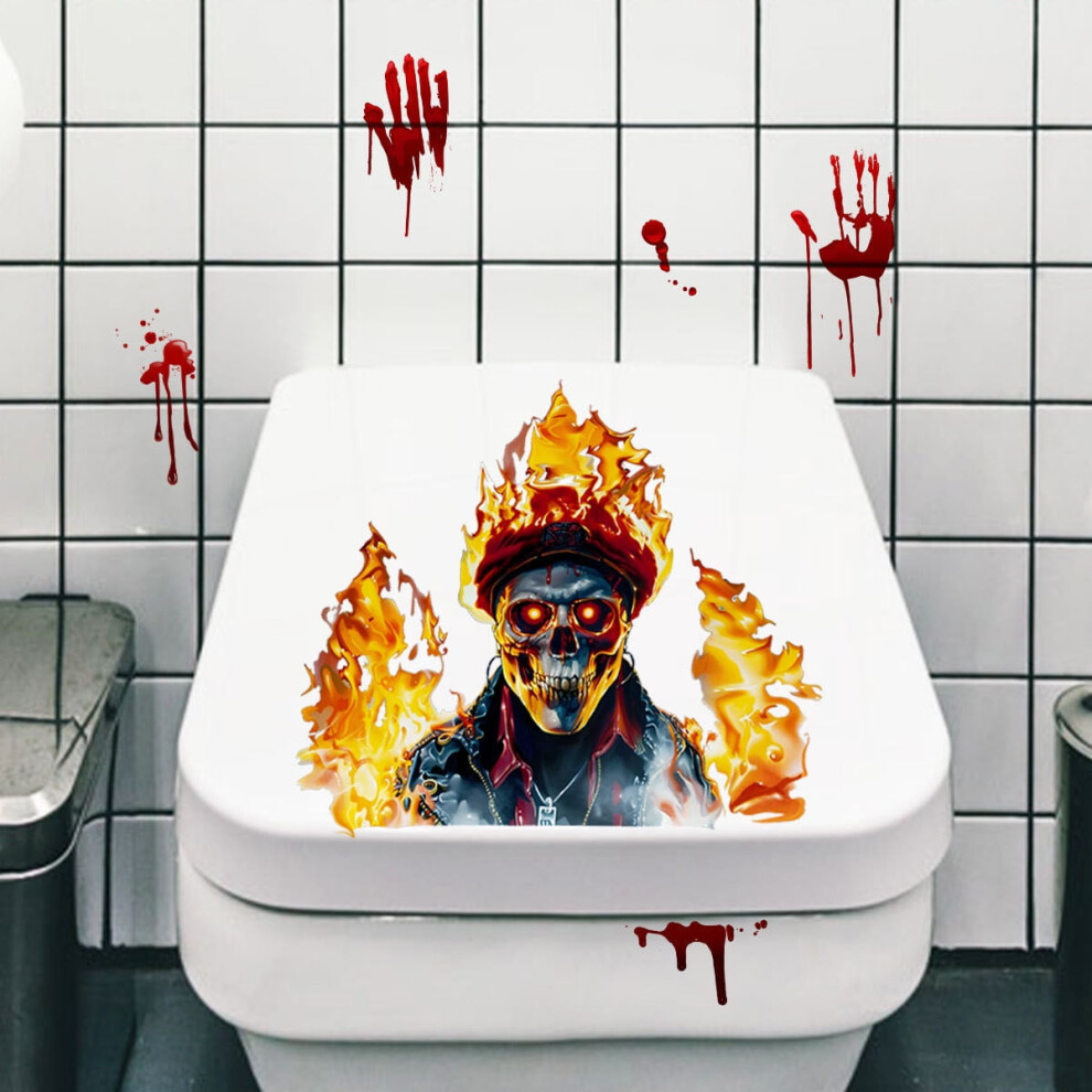 Halloween Stickers Ghost Fire Skeleton 12 Pcs 301029642708