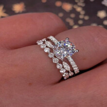 Women's 925 Sterling Silver White Sapphire Ring Set