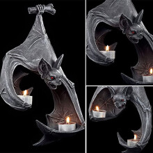 Suport de lumânare de perete cu liliac, decor de Halloween, cu lumină tip pastilă